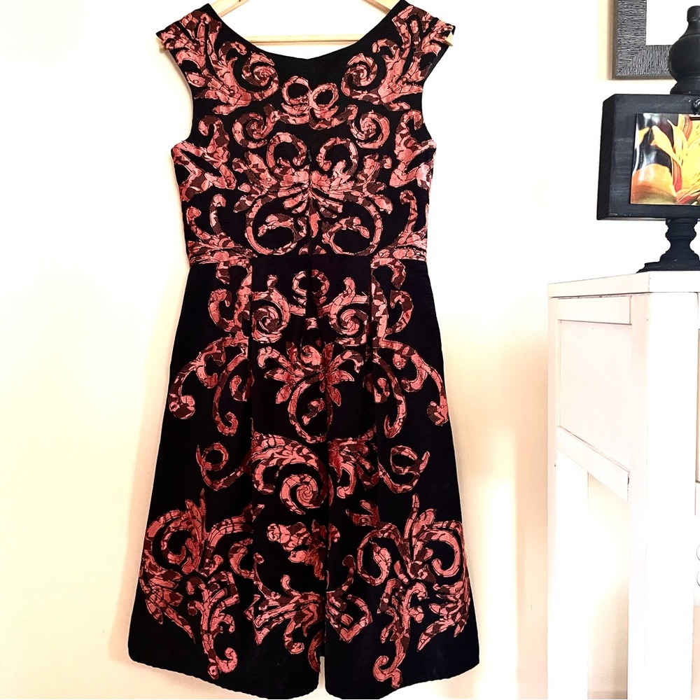 Anthropologie Yoana Baraschi Mirissa Mini Dress In Black and Copper Size 2 EUC - Picture 5 of 12